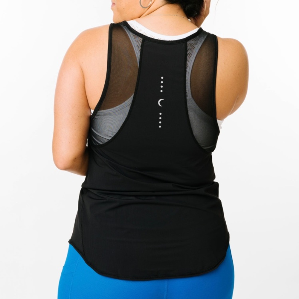 Zyia Black Panel Mesh Tank, Medium